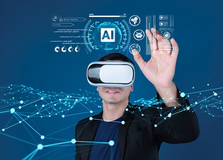Menselijke interactie met AI-hersenprocessor in het concept van kunstmatige AI