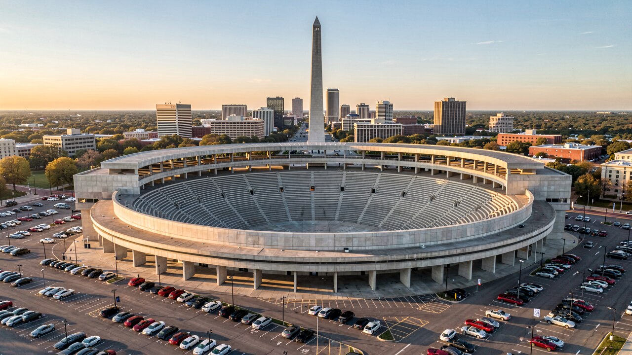 GEHA Field at Arrowhead Stadium Kansas City bei Nacht mit hellem Flutlicht — Konzept-Illustration